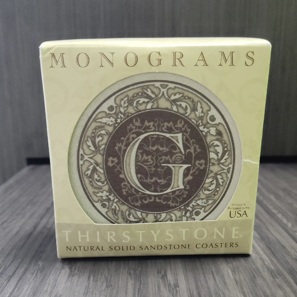 Coasters Thirstystone Monogram Coasters, All Natural Stone, Drink Absorbent - Picture 9 of 11
